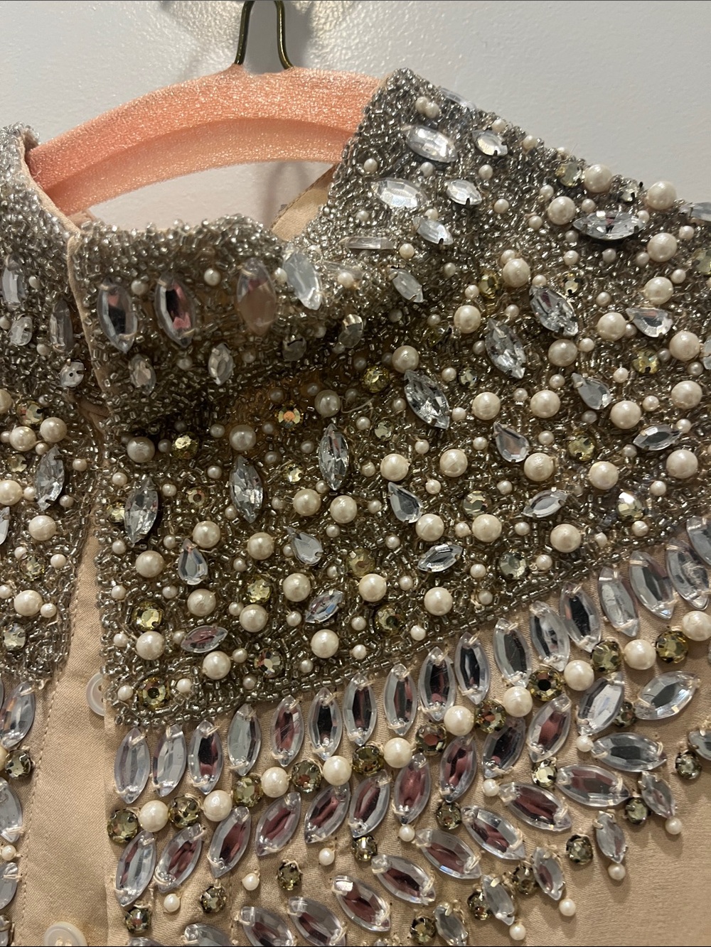 Haute Hippie Champagne Beaded Mock Neck Sleeveless Top - Picture 11 of 15